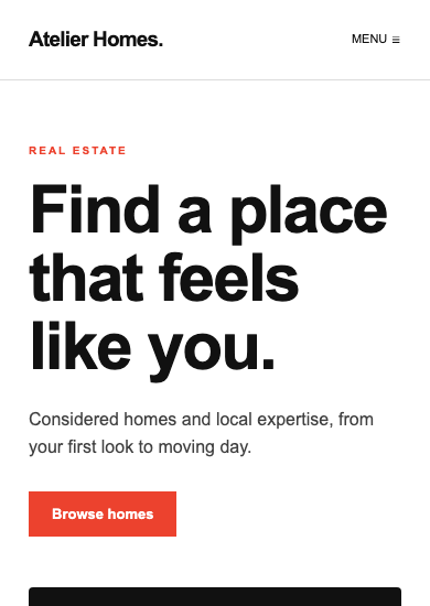 Atelier Homes: swiss real estate page