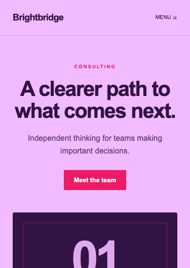 Brightbridge: maximalist consulting page