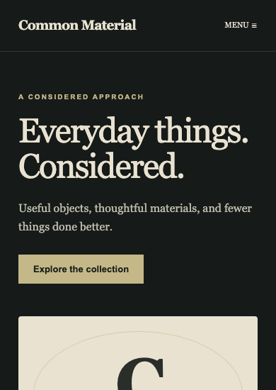 Common Material: luxury shop page