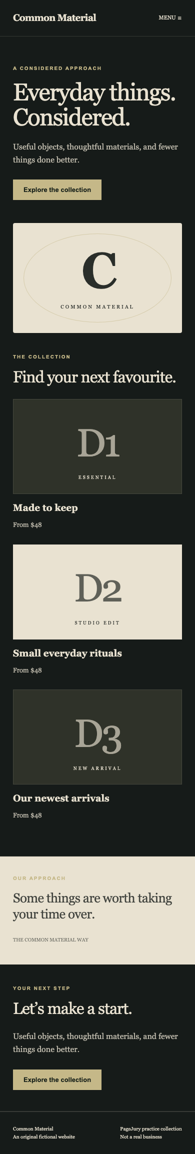Full mobile screenshot of Common Material