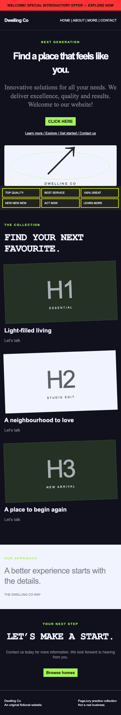 Full mobile screenshot of Dwelling Co
