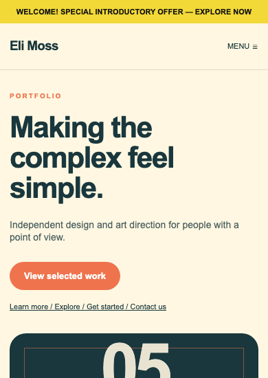 Eli Moss: playful portfolio page