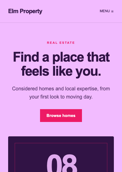 Elm Property: maximalist real estate page