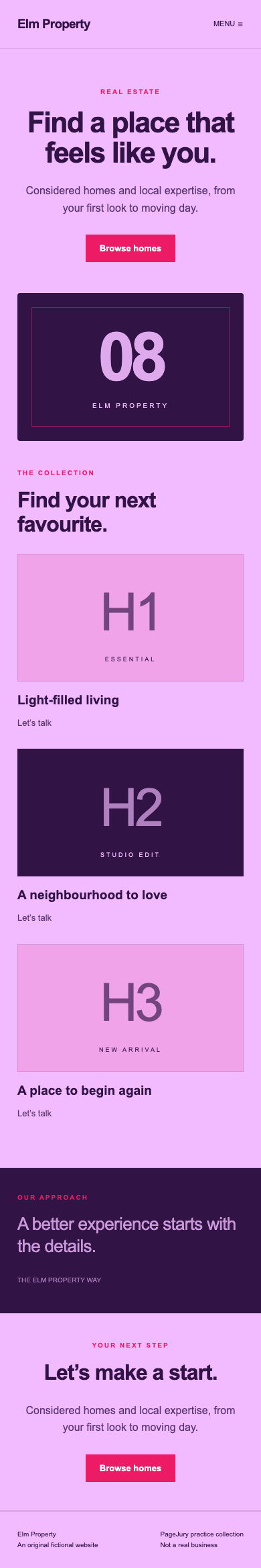 Full mobile screenshot of Elm Property