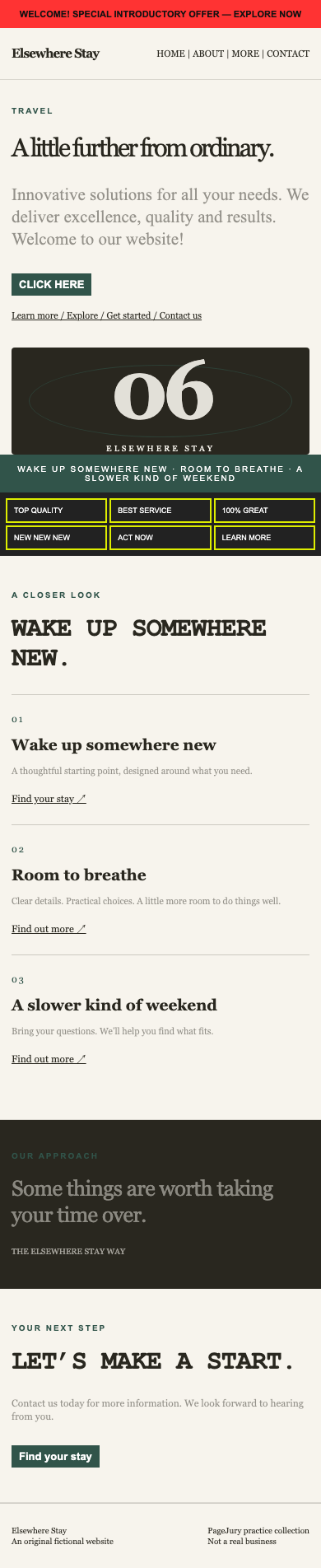 Full mobile screenshot of Elsewhere Stay