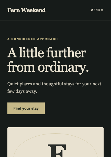 Fern Weekend: luxury travel page