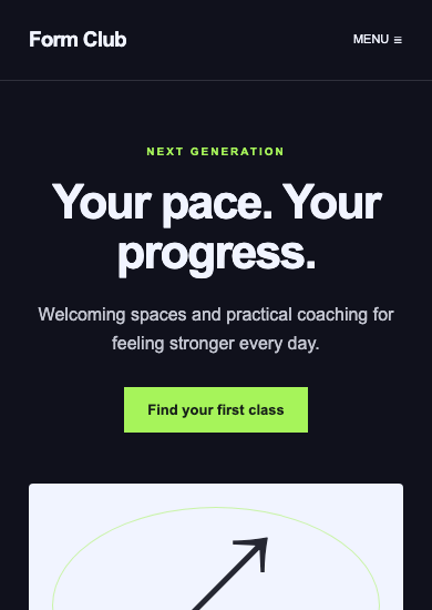 Form Club: neon fitness page