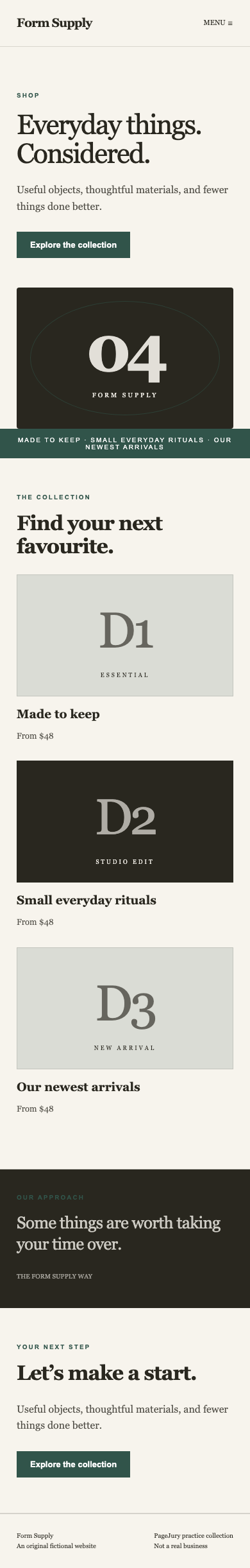 Full mobile screenshot of Form Supply