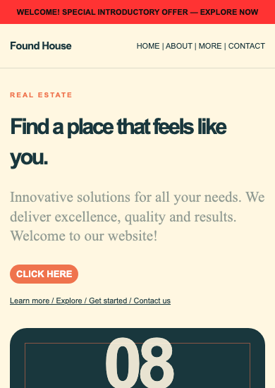 Found House: playful real estate page