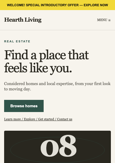 Hearth Living: editorial real estate page