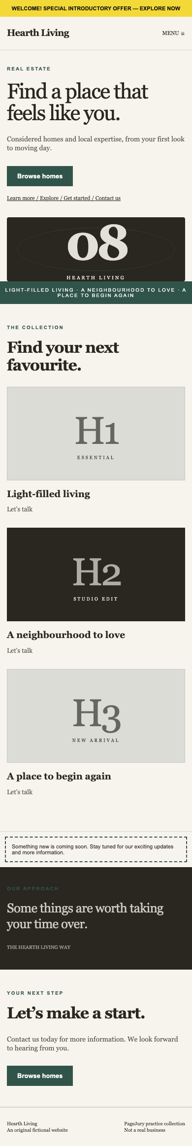 Full mobile screenshot of Hearth Living