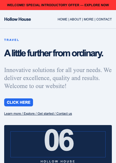 Hollow House: utility travel page