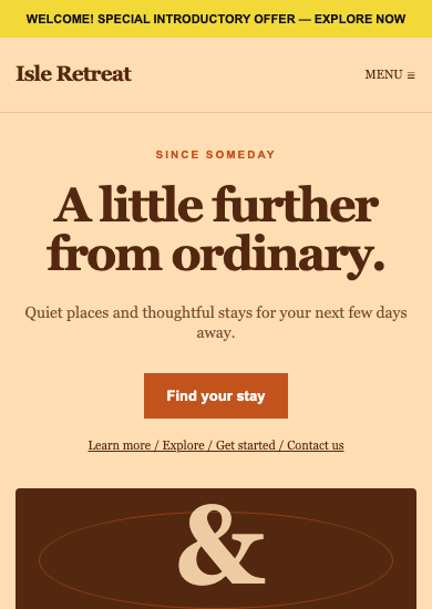 Isle Retreat: retro travel page