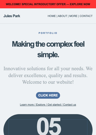 Jules Park: soft minimal portfolio page