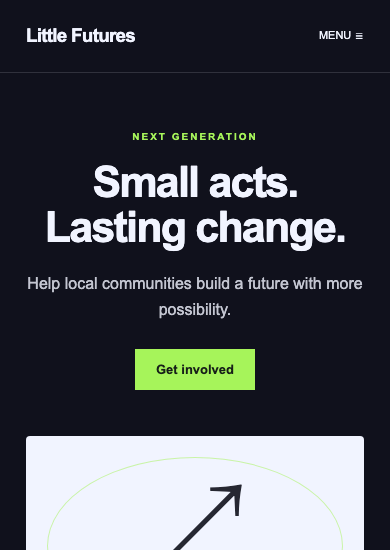 Little Futures: neon nonprofit page