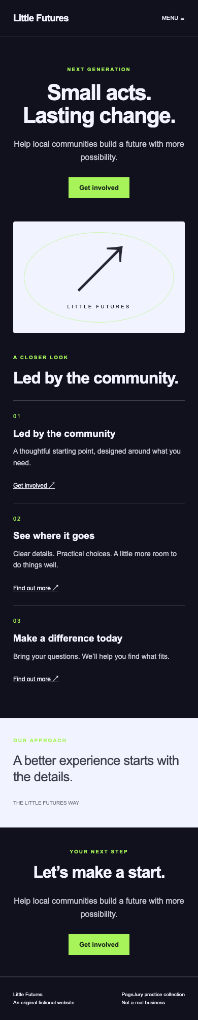 Full mobile screenshot of Little Futures