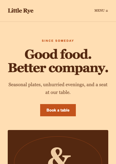 Little Rye: retro restaurant page