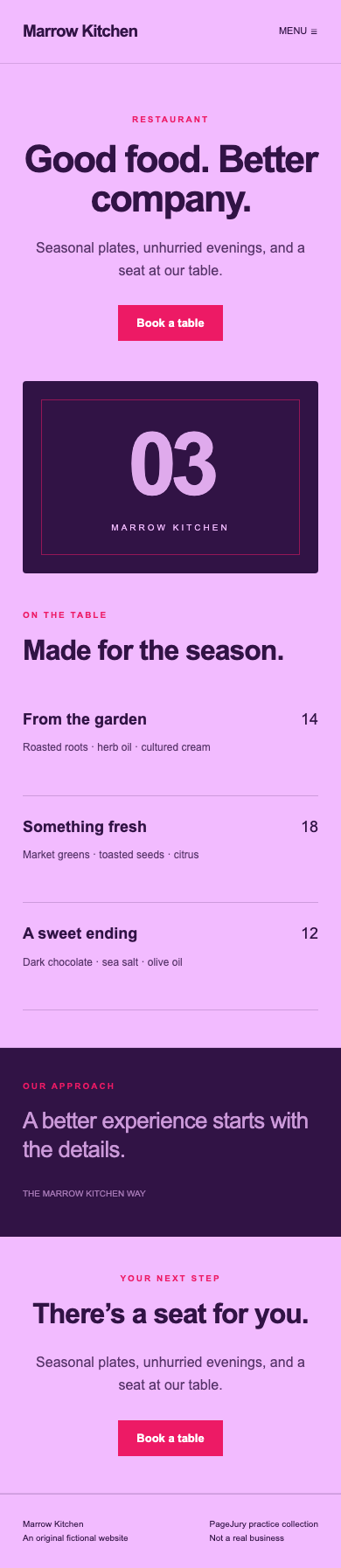 Full mobile screenshot of Marrow Kitchen