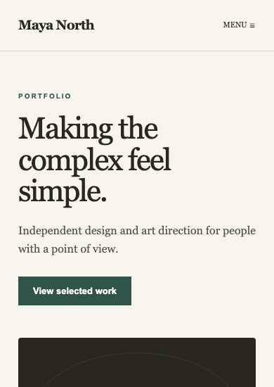 Maya North: editorial portfolio page