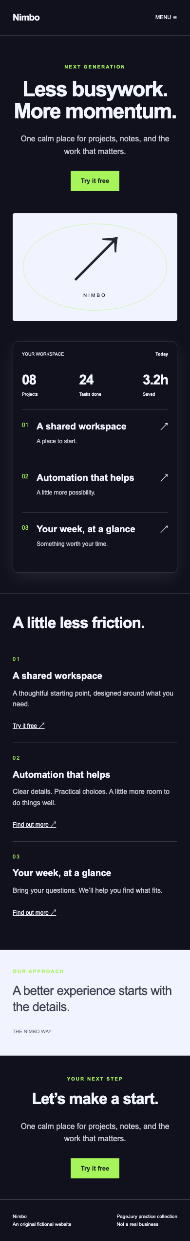 Full mobile screenshot of Nimbo