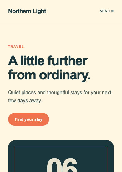 Northern Light: playful travel page