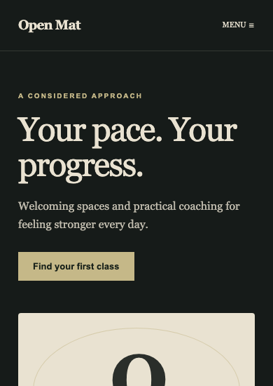 Open Mat: luxury fitness page
