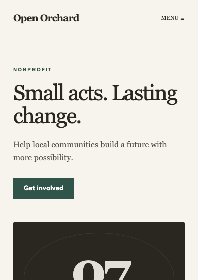 Open Orchard: editorial nonprofit page