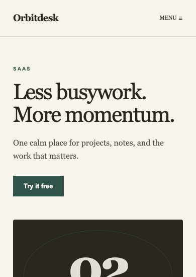 Orbitdesk: editorial saas page
