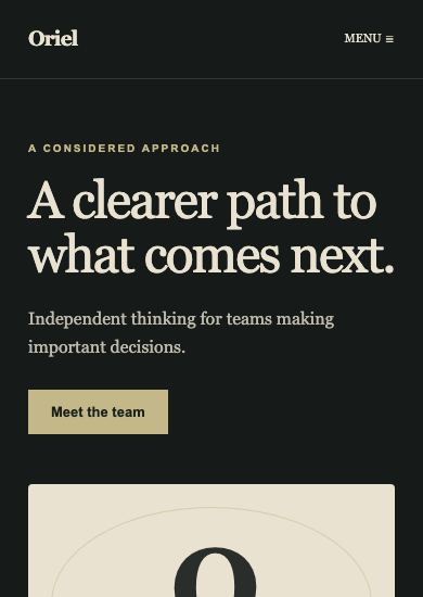 Oriel: luxury consulting page