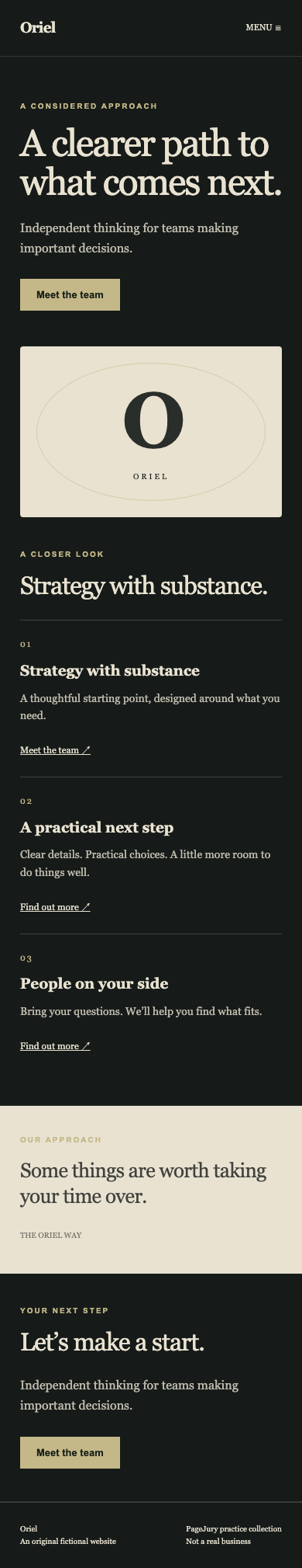 Full mobile screenshot of Oriel