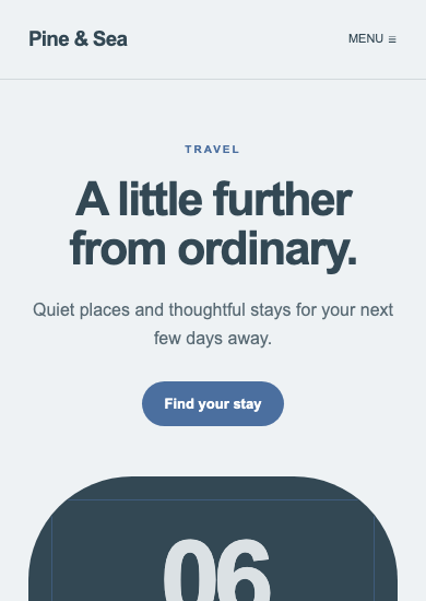 Pine & Sea: soft minimal travel page