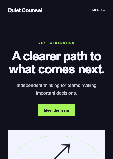Quiet Counsel: neon consulting page