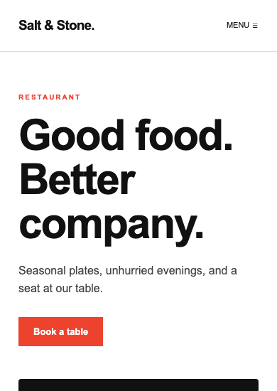 Salt & Stone: swiss restaurant page