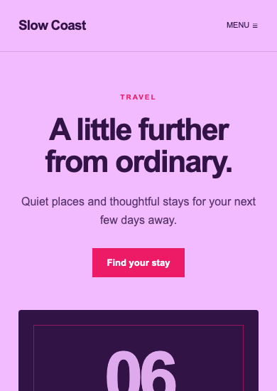 Slow Coast: maximalist travel page