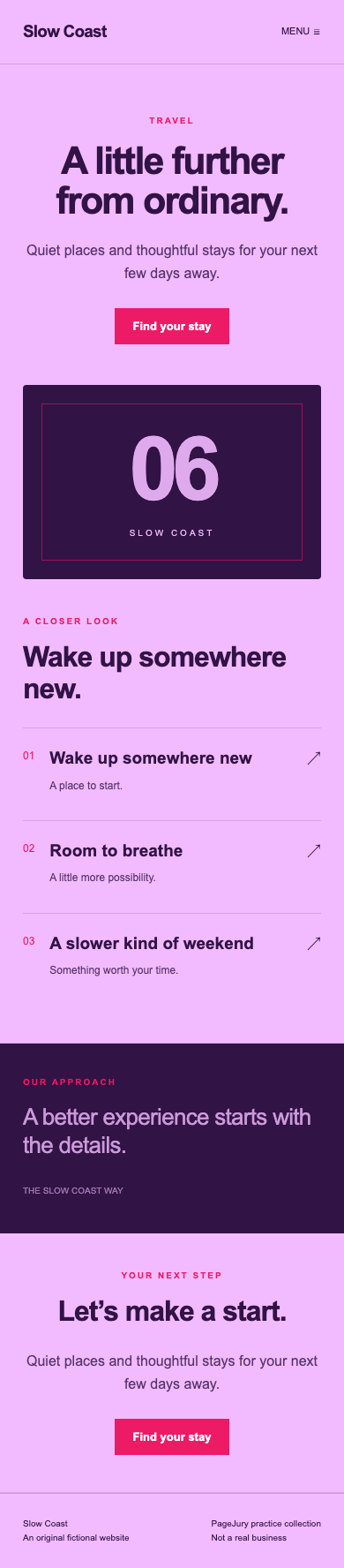 Full mobile screenshot of Slow Coast