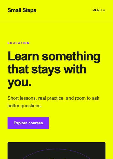 Small Steps: brutalist education page