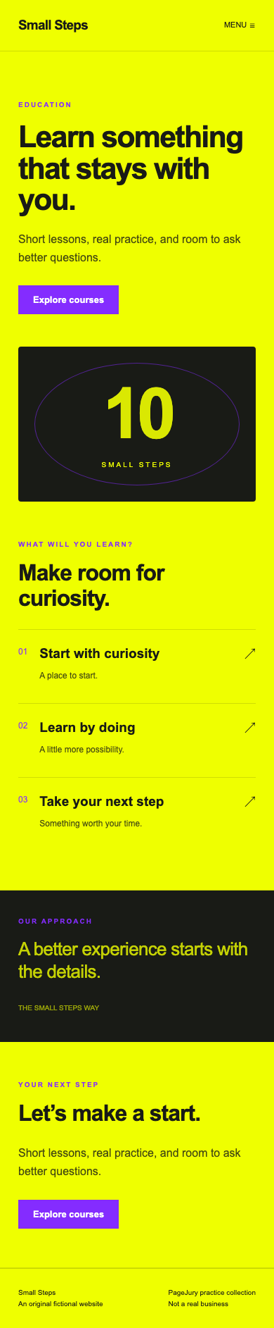 Full mobile screenshot of Small Steps