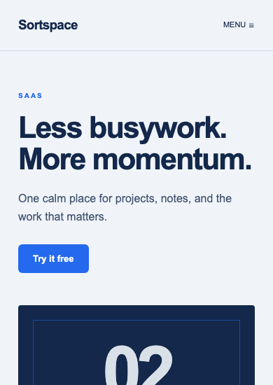 Sortspace: utility saas page