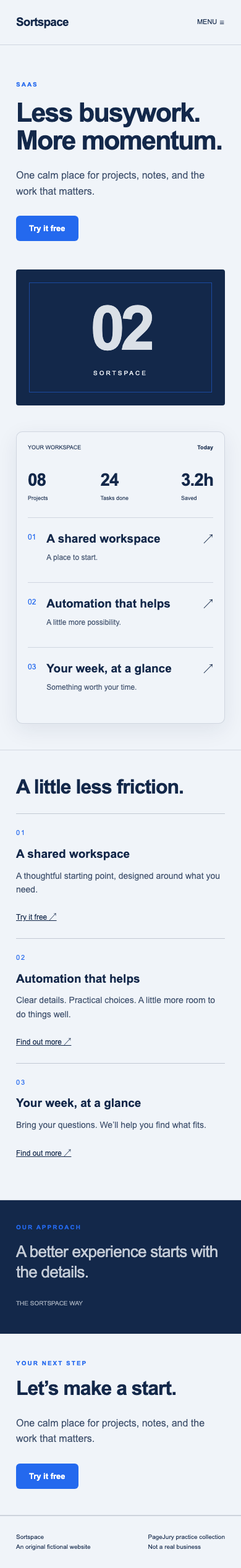 Full mobile screenshot of Sortspace