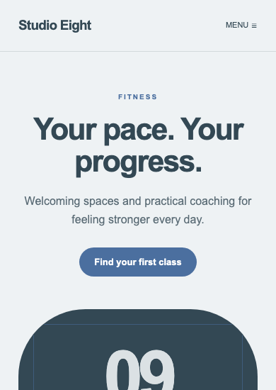 Studio Eight: soft minimal fitness page