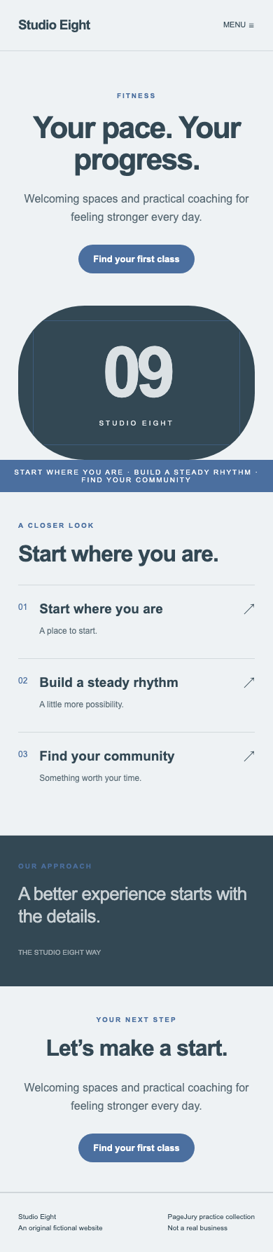 Full mobile screenshot of Studio Eight