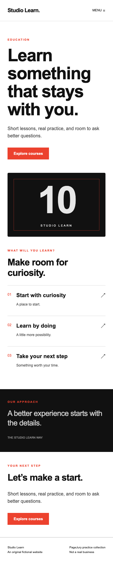 Full mobile screenshot of Studio Learn