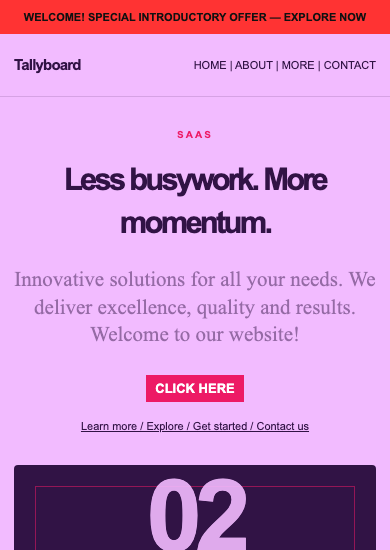 Tallyboard: maximalist saas page