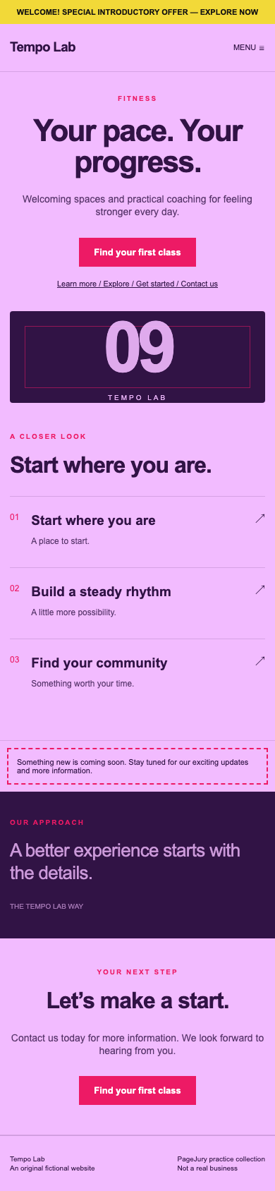Full mobile screenshot of Tempo Lab