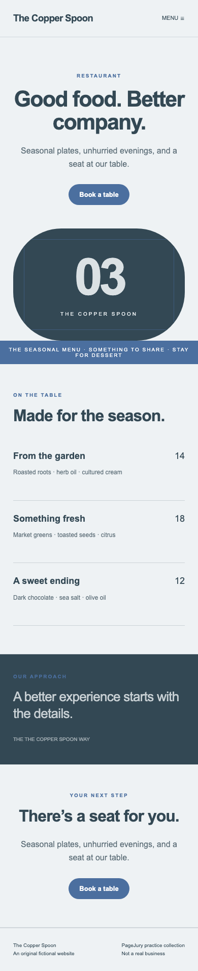Full mobile screenshot of The Copper Spoon