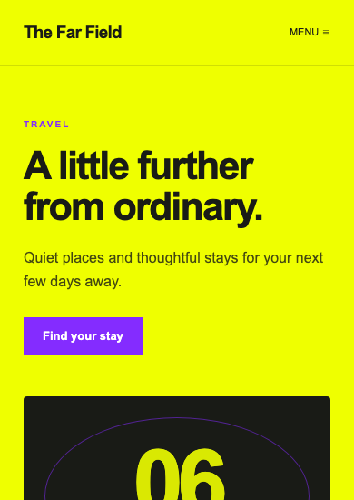 The Far Field: brutalist travel page