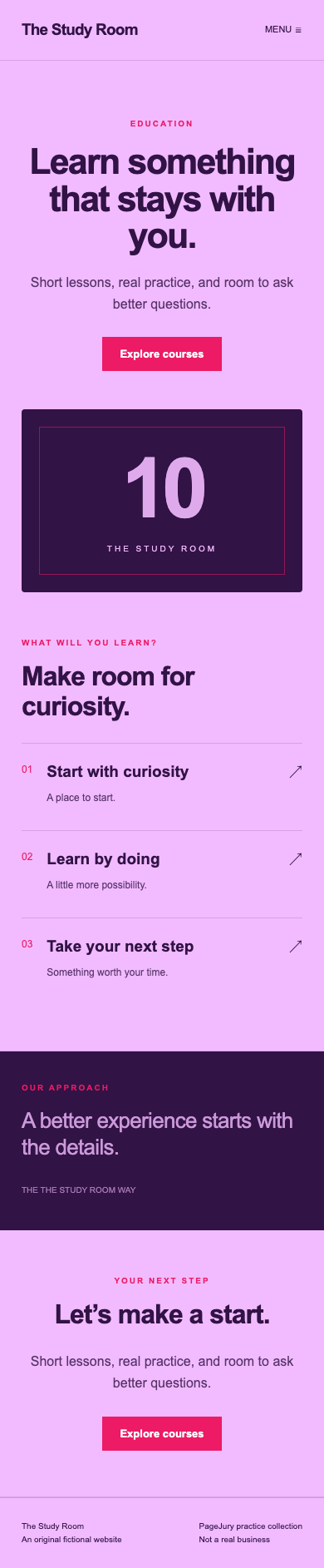 Full mobile screenshot of The Study Room