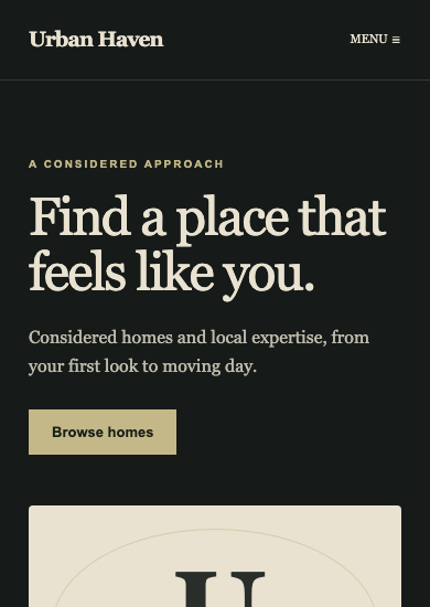 Urban Haven: luxury real estate page