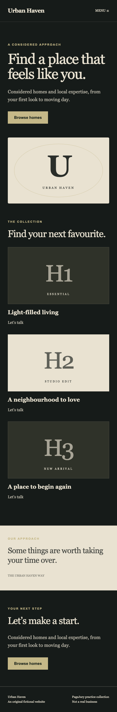 Full mobile screenshot of Urban Haven