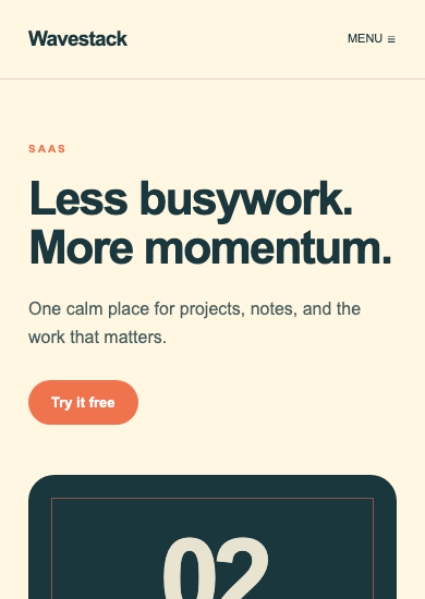 Wavestack: playful saas page